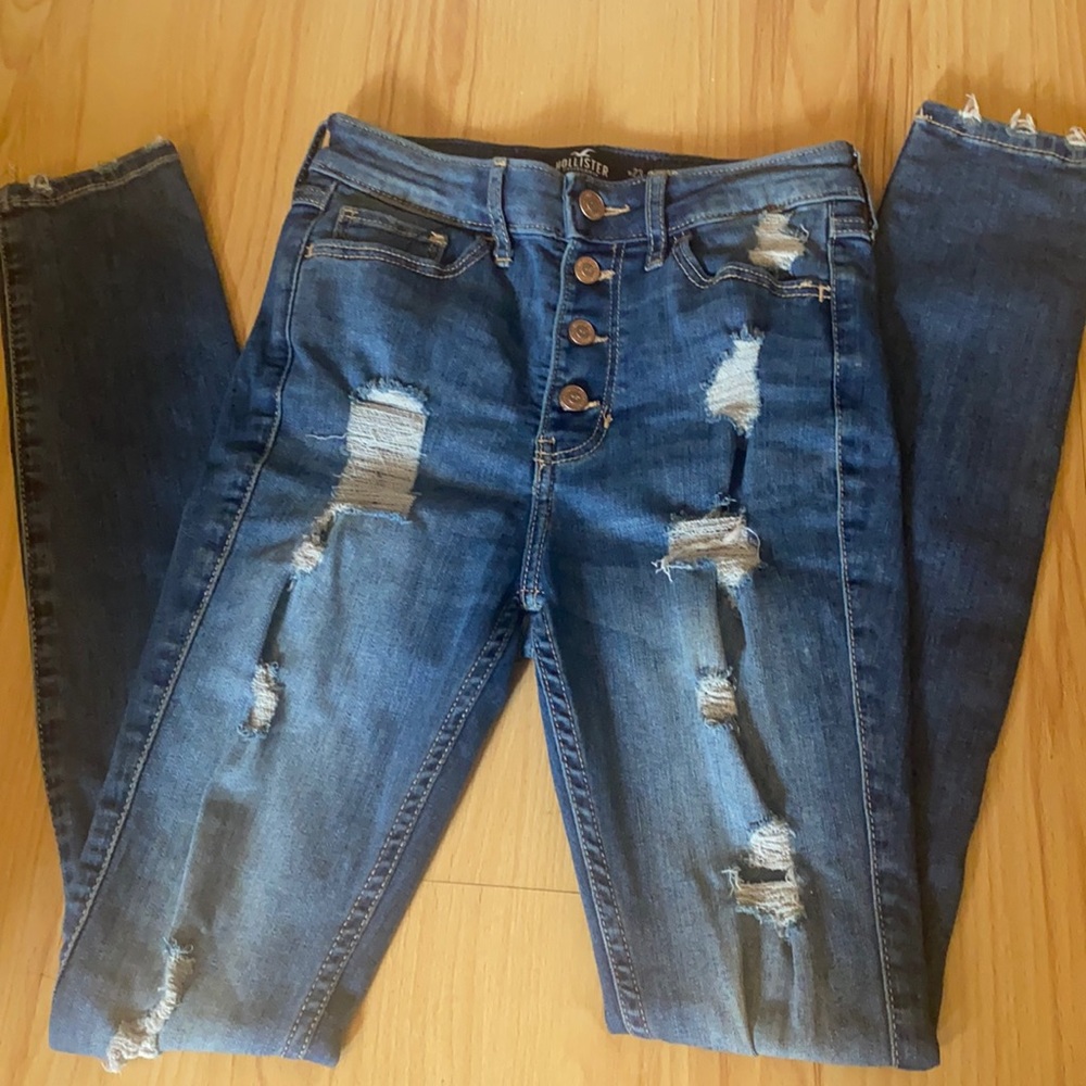 med wash ripped skinny jeans